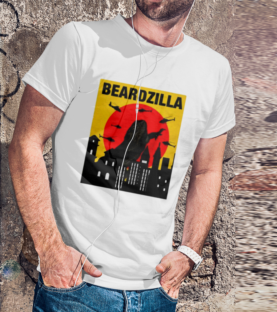 BEARDZILLA LIZARD LOVER CITYSCAPE AND HELICOPTERS T-Shirt
