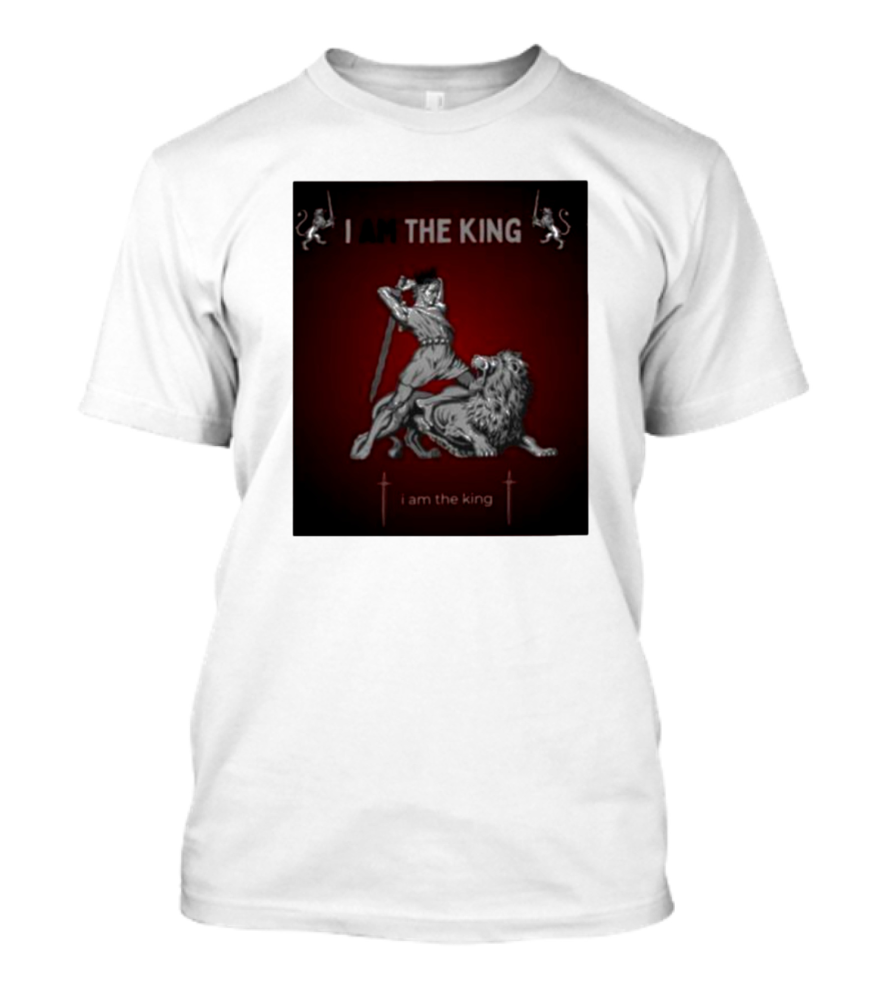 Man Attacking Lion I Am The King With Swords And Lion Symbols T-Shirt