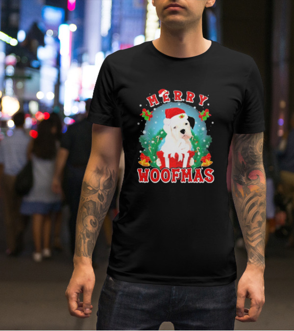 Boxer Puppy Merry Woofmas With Santa Hat And Gift T-Shirt