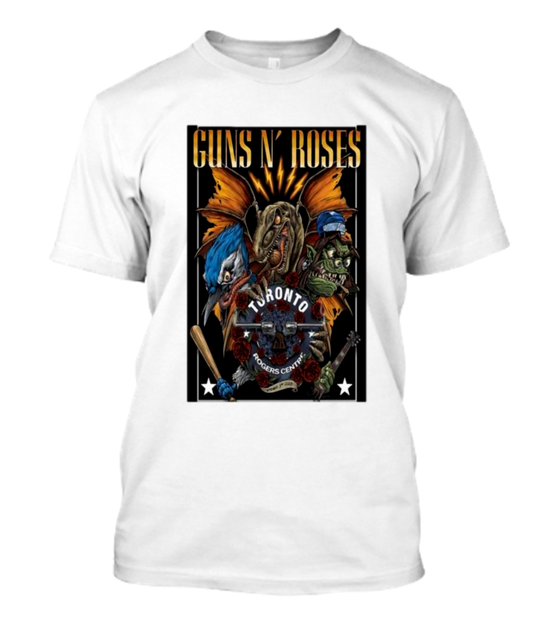 Guns N' Roses Toronto Rogers Centre Concert September 3 Graphic With Bats And Snakes T-Shirt