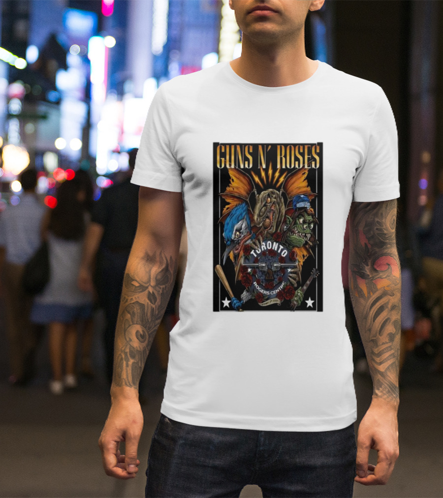 Guns N' Roses Toronto Rogers Centre Concert September 3 Graphic With Bats And Snakes T-Shirt