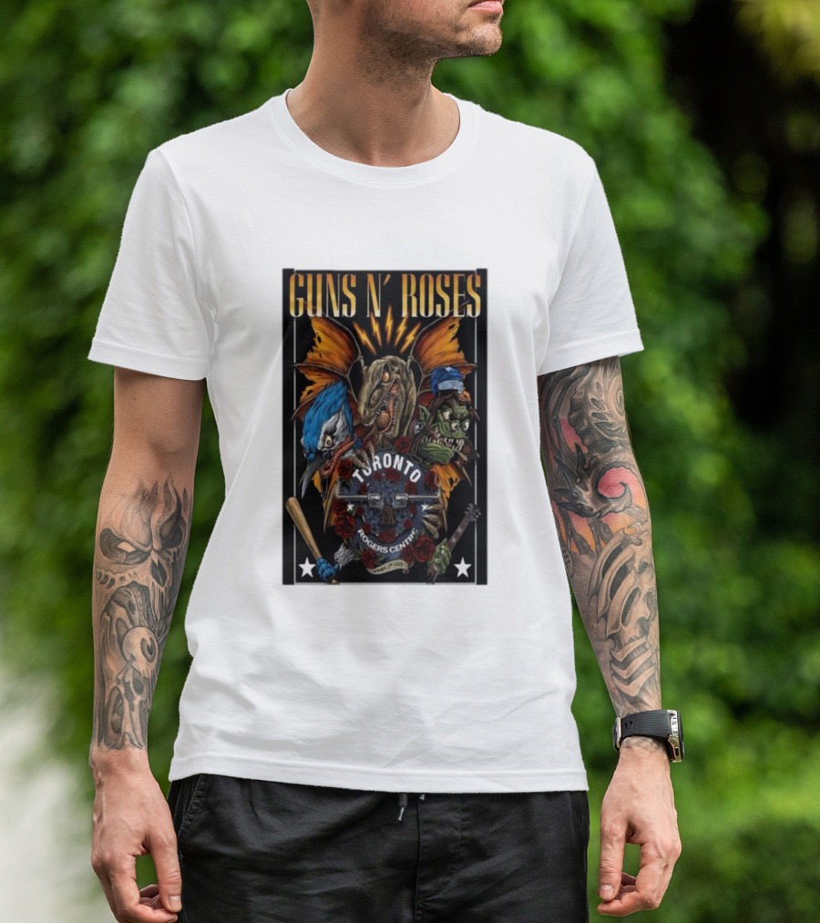 Guns N' Roses Toronto Rogers Centre Concert September 3 Graphic With Bats And Snakes T-Shirt