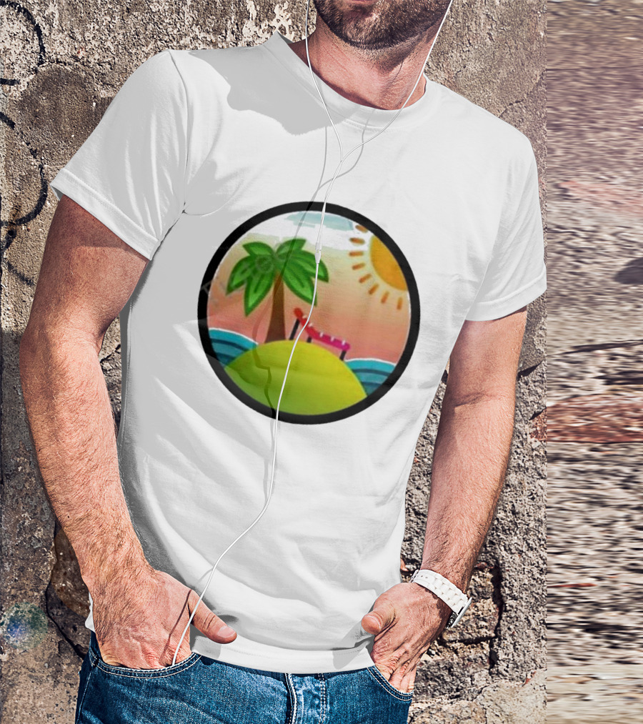 Tanstack Just Relax In Color Sunny Beach Island With Palm Tree And Lounge Chair T-Shirt