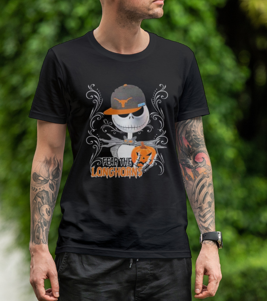 Fear The Longhorns Jack Skellington Pumpkin Halloween T-Shirt