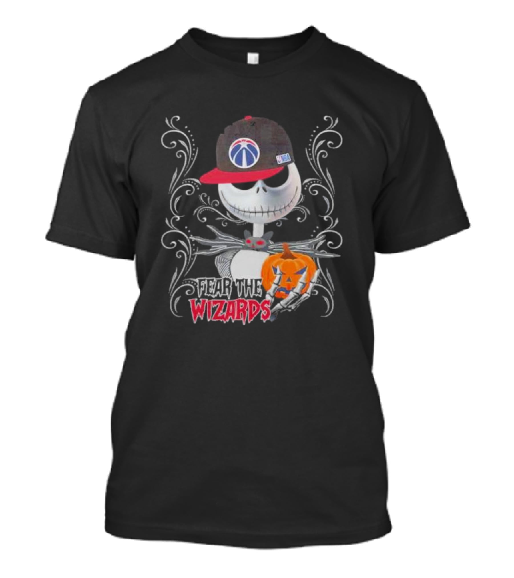 Jack Skellington Fear The Wizards Pumpkin Halloween Washington Basketball T-Shirt