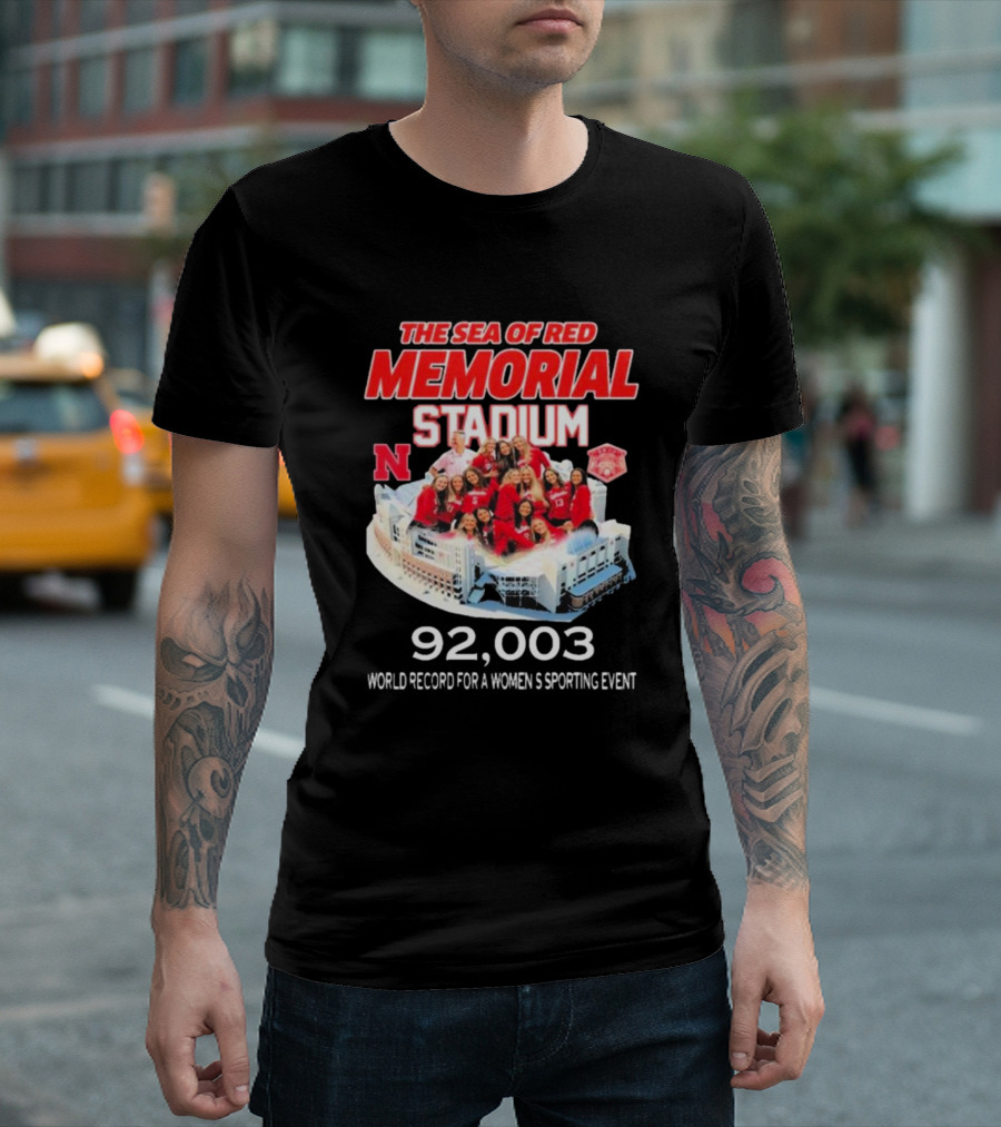 The Sea Of Red Memorial Stadium Nebraska Volleyball 92,003 World Record For A Women's Sporting Event T-Shirt