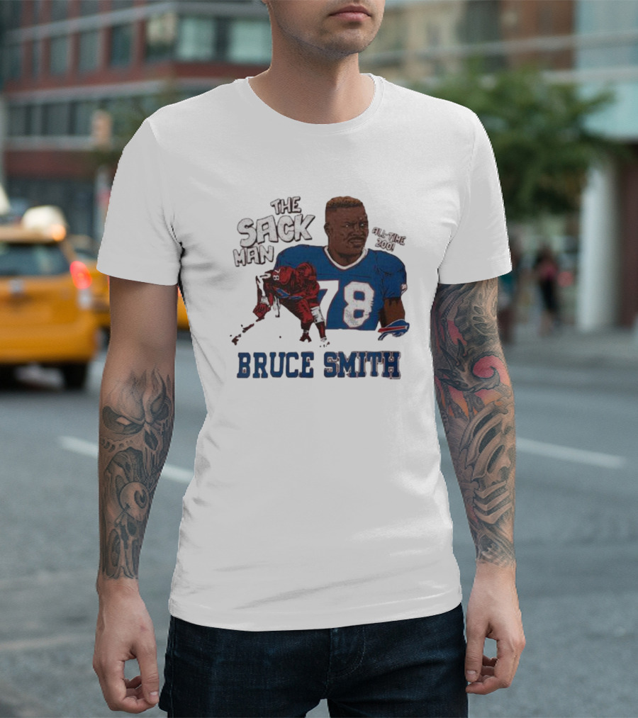 Buffalo Bills Bruce Smith The Sack Man All Time 200 Hall of Fame T-Shirt
