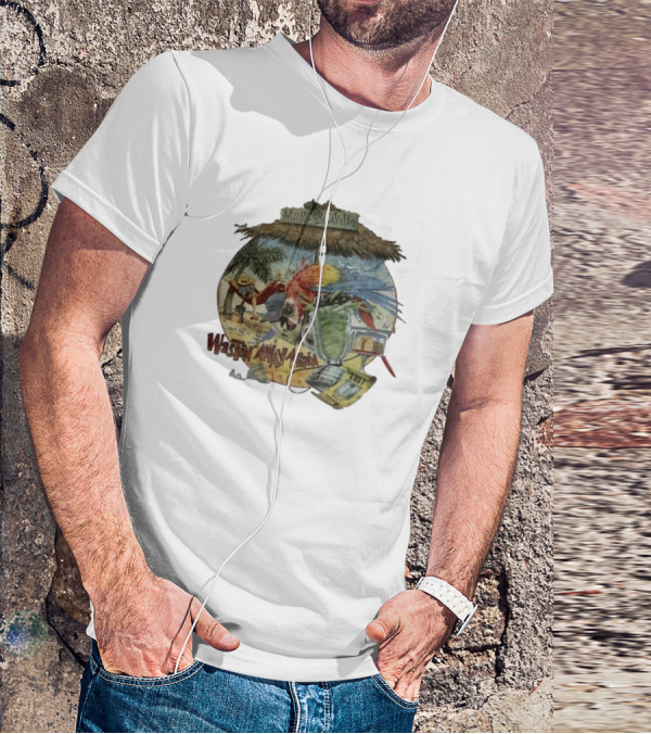 Margaritaville Wastin' Away Again Parrothead Island Trop Rock Beach Lover Fins Up Sail On Jimmy Buffett Fan T-Shirt