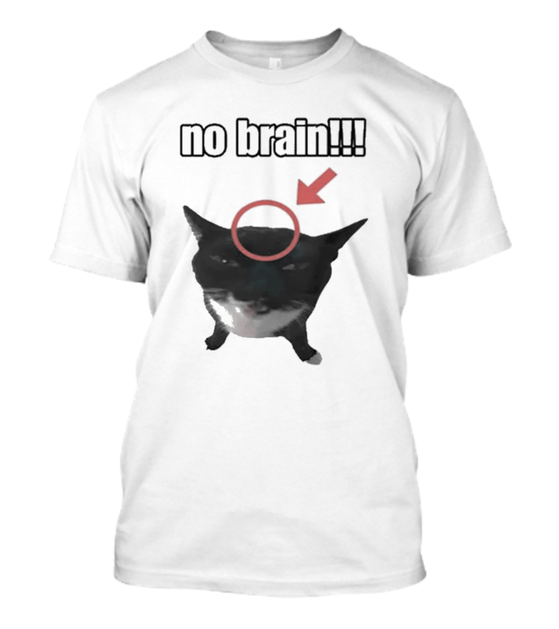 No Brain Cat Red Arrow Circle T-Shirt