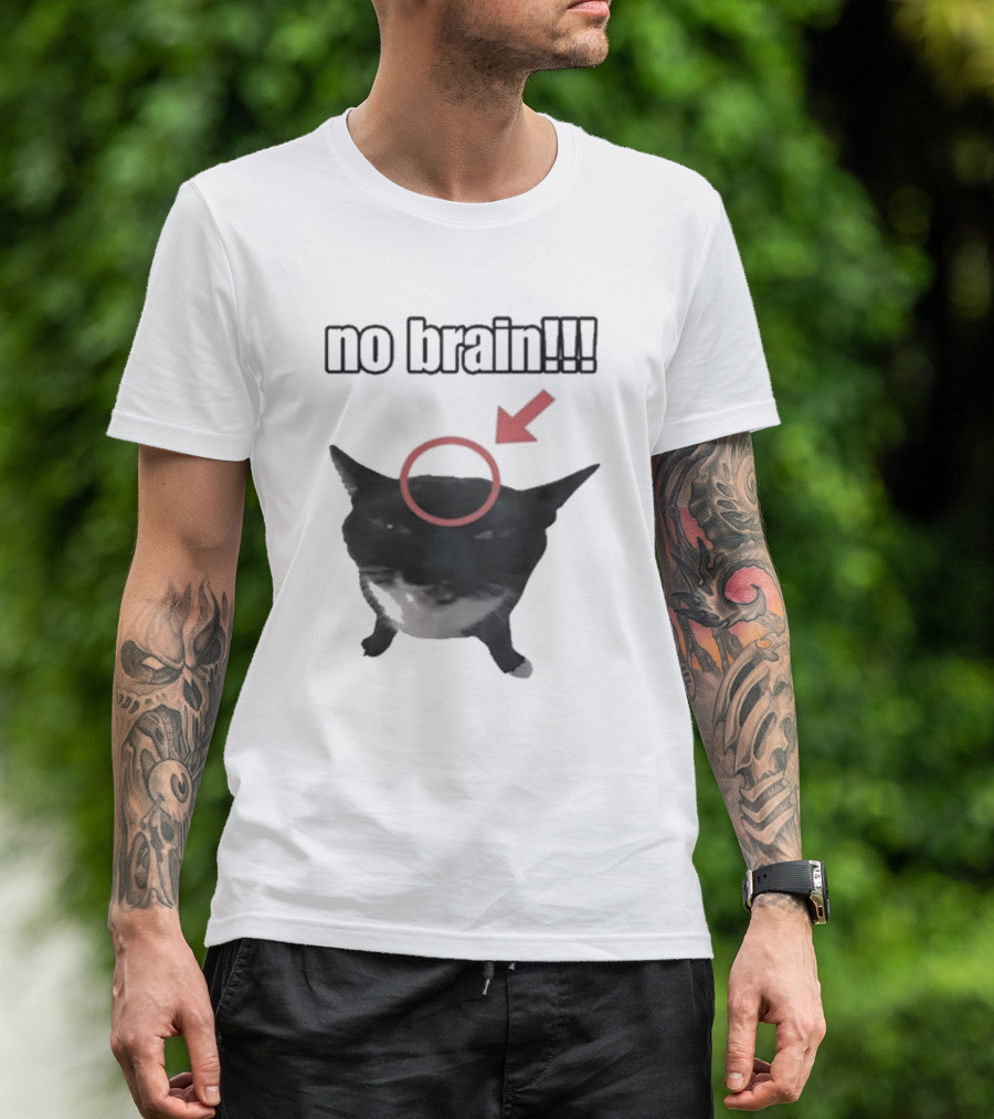 No Brain Cat Red Arrow Circle T-Shirt