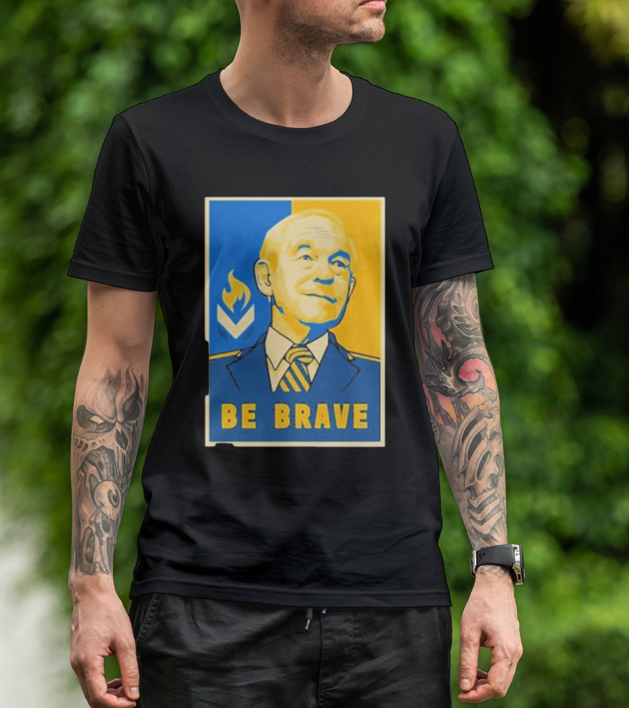 Ron Paul Be Brave Inspirational Blue And Yellow T-Shirt