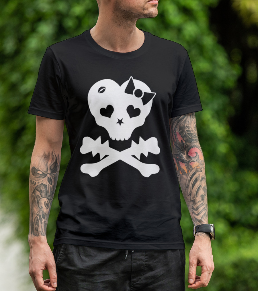 Punx N Kisses Twilight Skull Heart Bow Crossbones T-Shirt