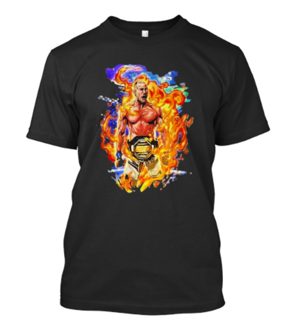 Sean Strickland Fiery Champion UFC Belt Flames T-Shirt