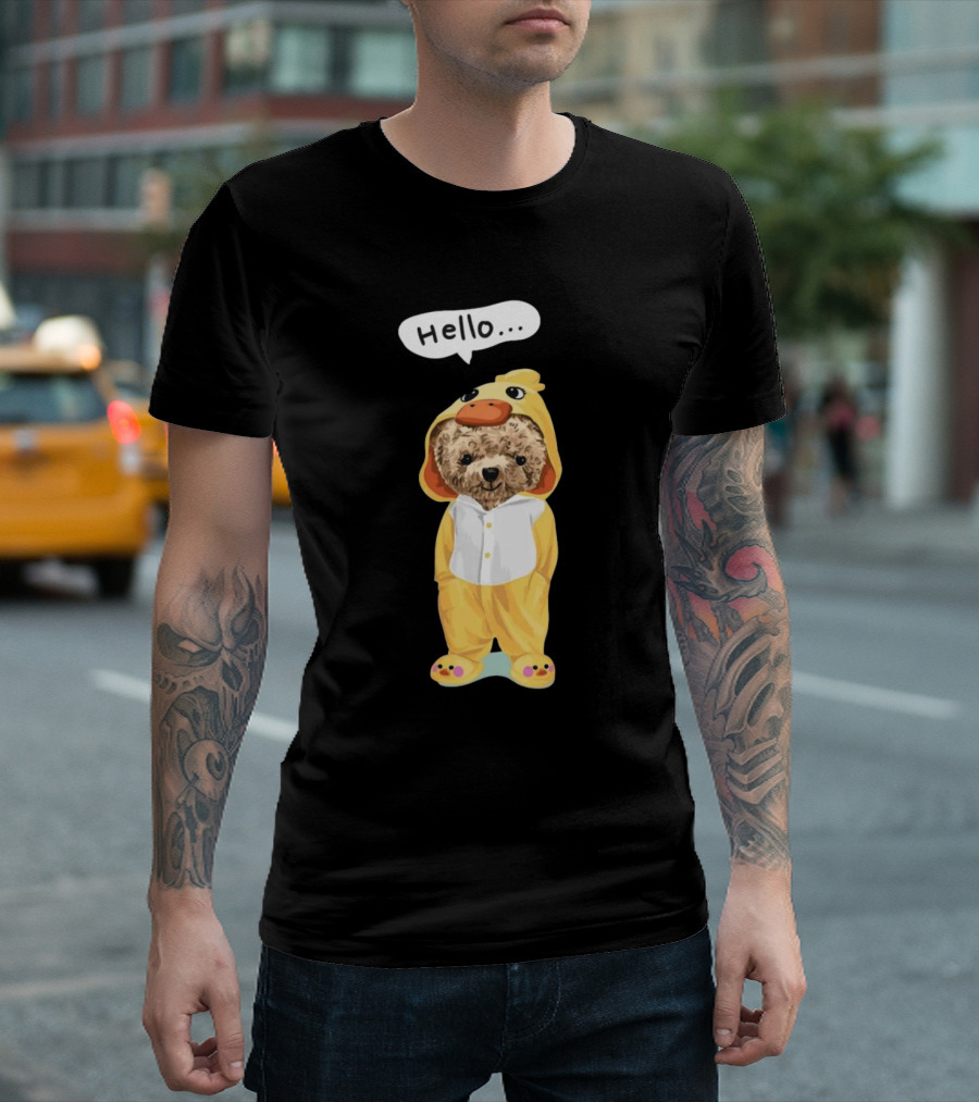Bear Hello Duck Costume Curious Expression T-Shirt