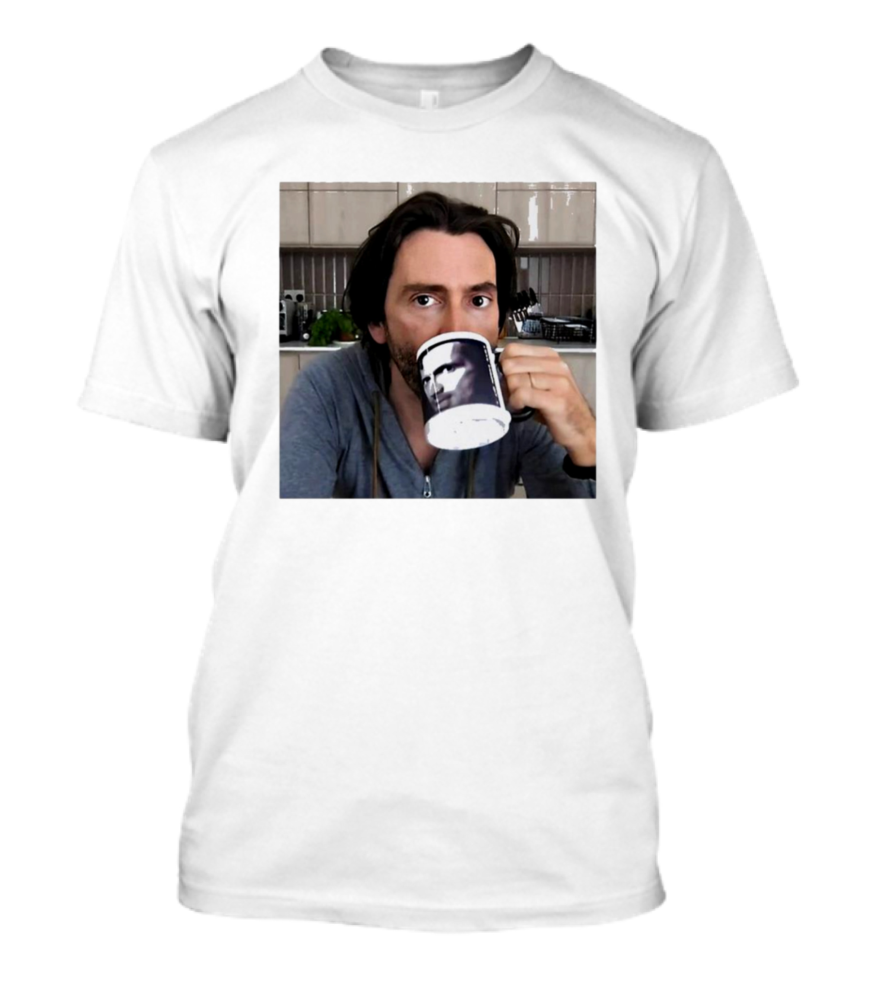 David Tennant Drinking From Mug With David Tennant Image T-Shirt