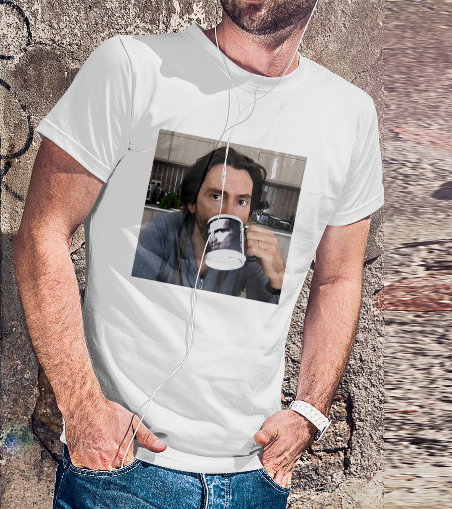 David Tennant Drinking From Mug With David Tennant Image T-Shirt