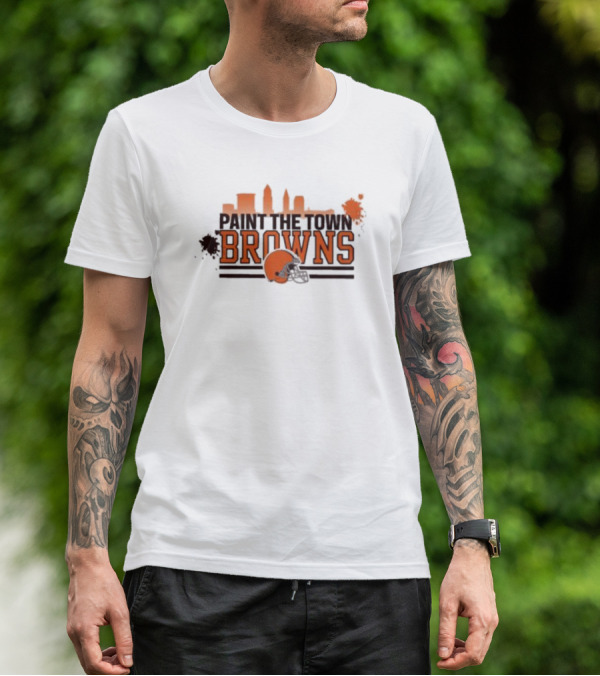 Paint The Town Cleveland Browns Football Browns Helmet Skyline T-Shirt