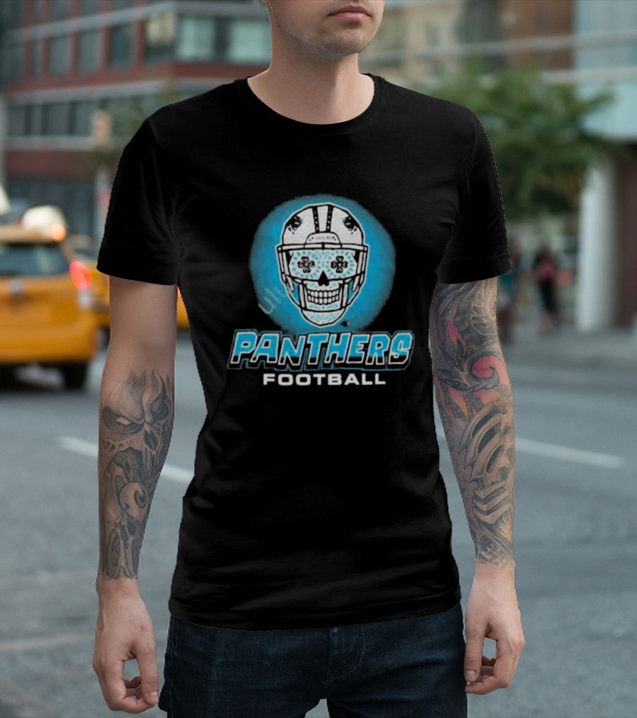 Panthers Football Skull Helmet T-Shirt