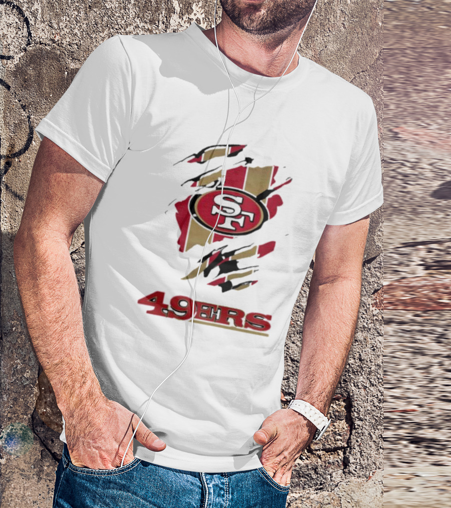 San Francisco 49ers SF Logo With Red And Gold Stripes 49ERS T-Shirt
