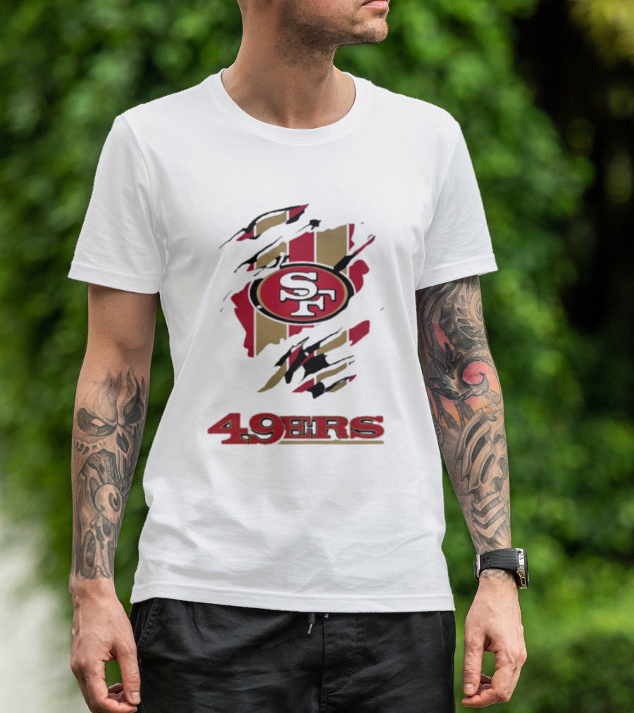 San Francisco 49ers SF Logo With Red And Gold Stripes 49ERS T-Shirt