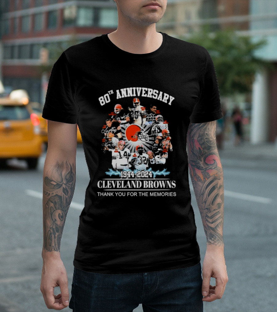 80th Anniversary 1944-2024 Cleveland Browns Thank You for the Memories T-Shirt