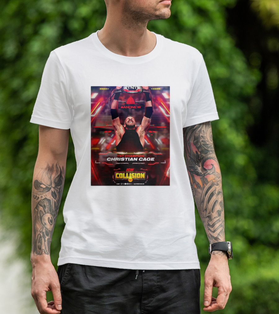 ANDNEW TNT Champion Christian Cage AEW Collision T-Shirt