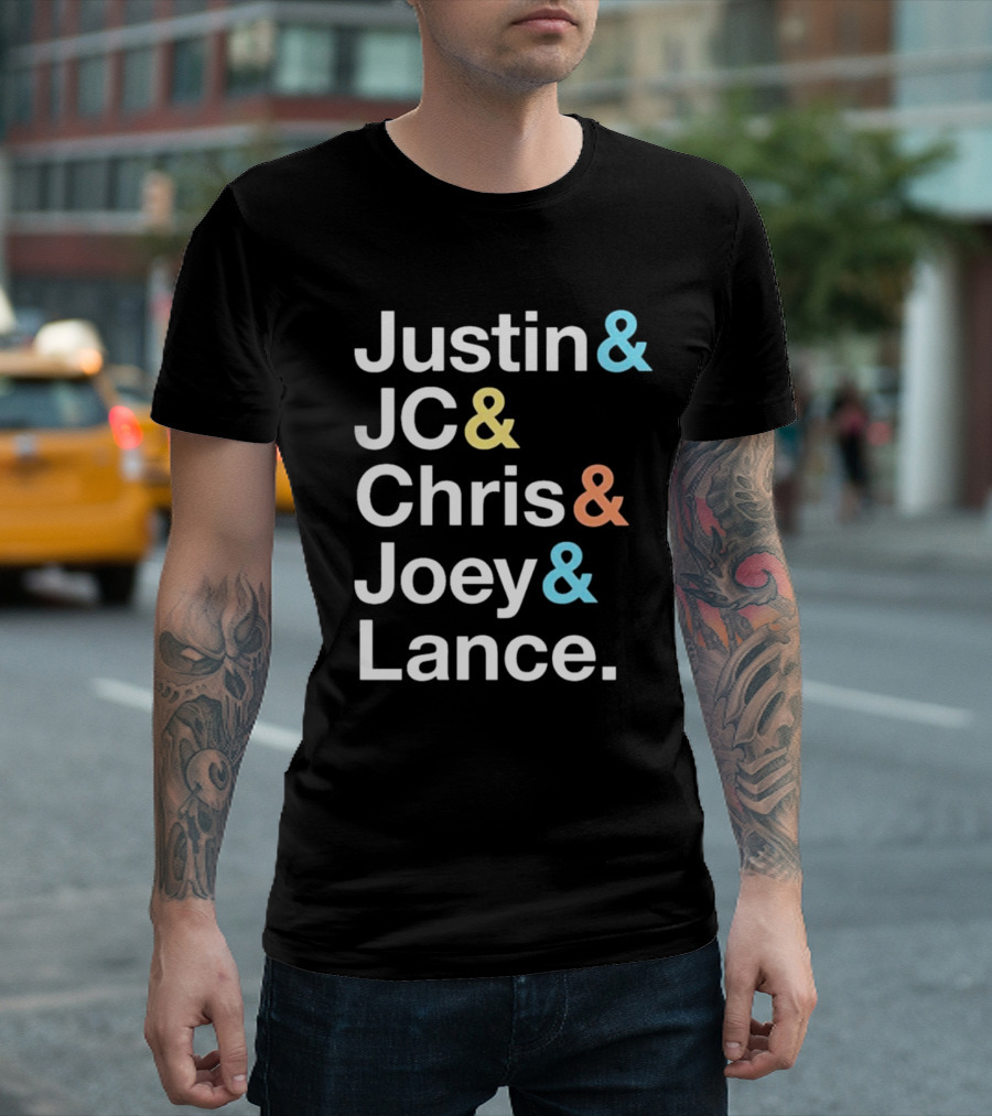 Justin And JC And Chris And Joey And Lance Contemporary Ampersand Typography T-Shirt