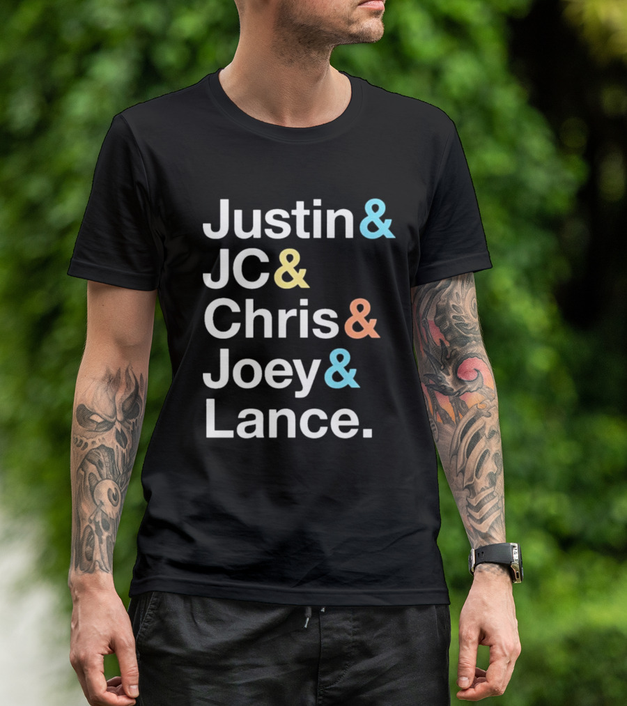 Justin And JC And Chris And Joey And Lance Contemporary Ampersand Typography T-Shirt