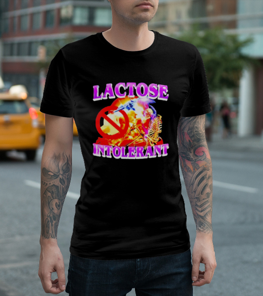 Lactose Intolerant Explosion Skeleton No T-Shirt