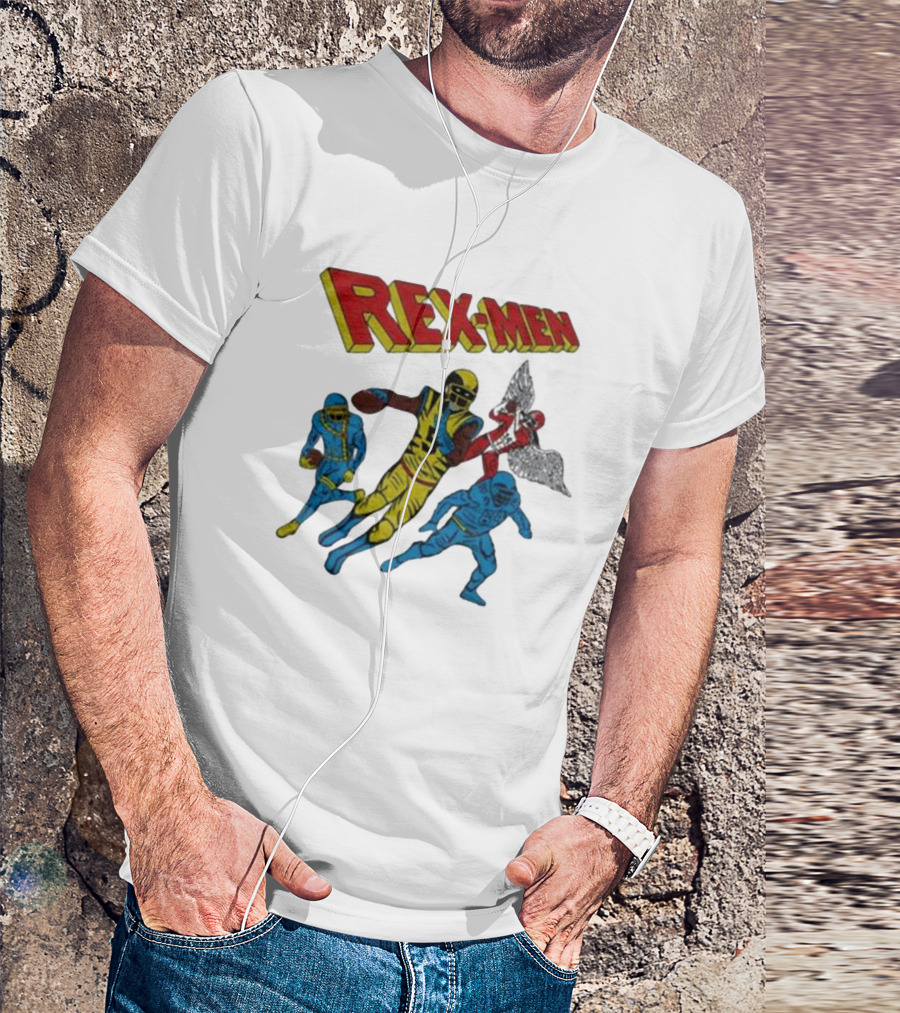 Rex-men Football Players Action Scene With Superhero T-Shirt