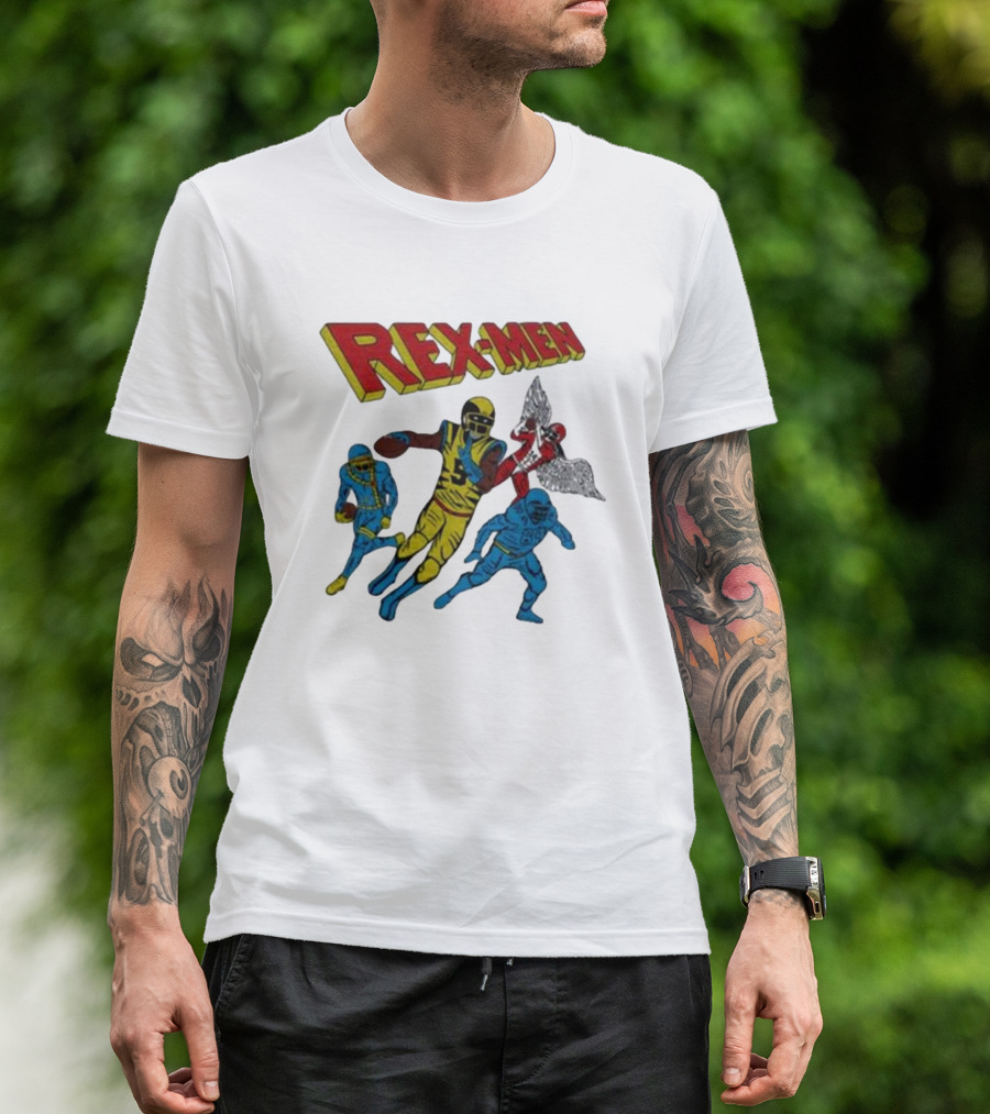 Rex-men Football Players Action Scene With Superhero T-Shirt