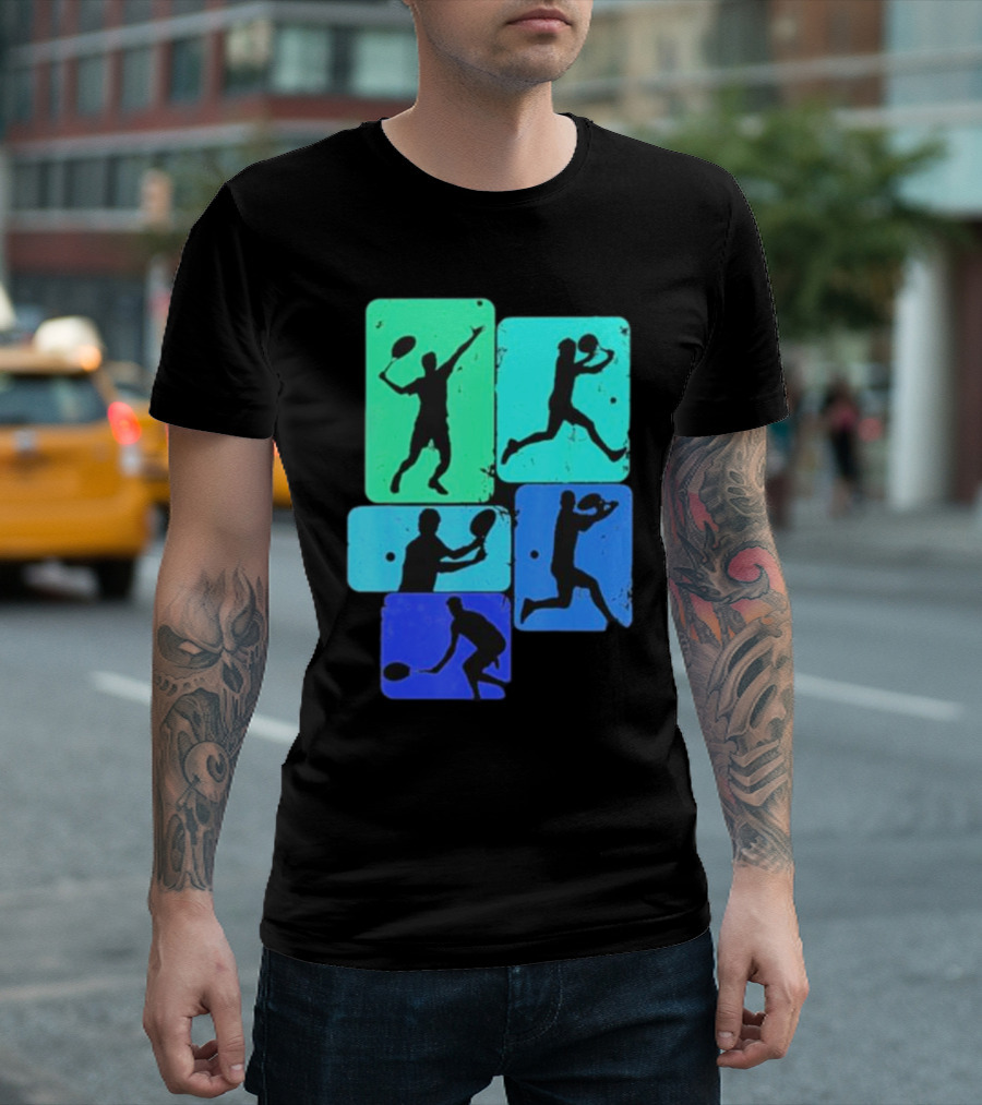 Tennis Player Youth Men Silhouettes in Motion T-Shirt
