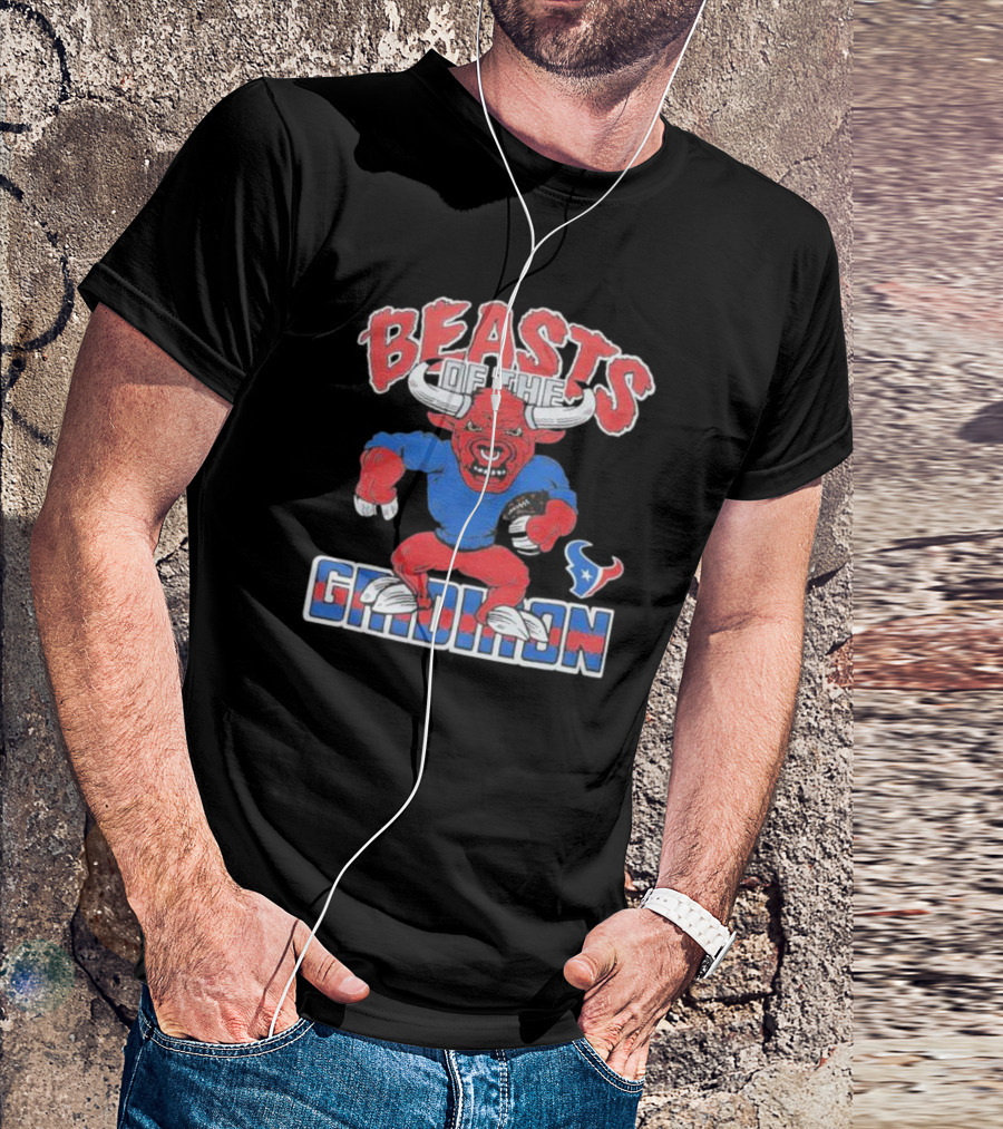 Houston Texans Beasts Of The Gridiron Red Bull Mascot Football T-Shirt