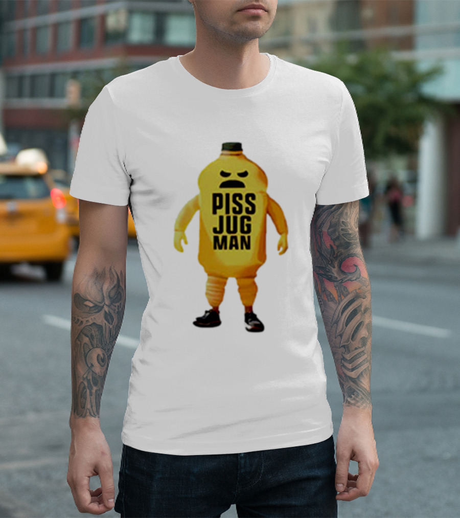 Piss Jug Man Mascot Character with Attitude and Sneakers T-Shirt