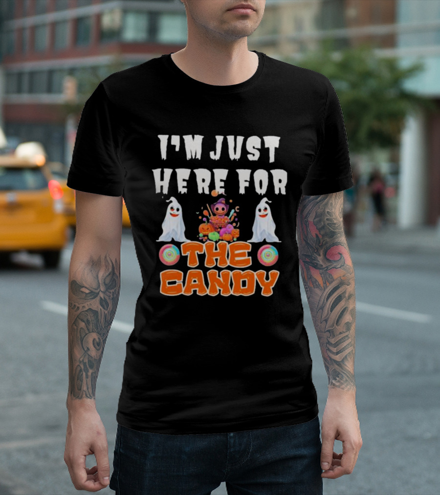 I’m Just Here For The Candy Halloween Cute Ghosts And Candy T-Shirt