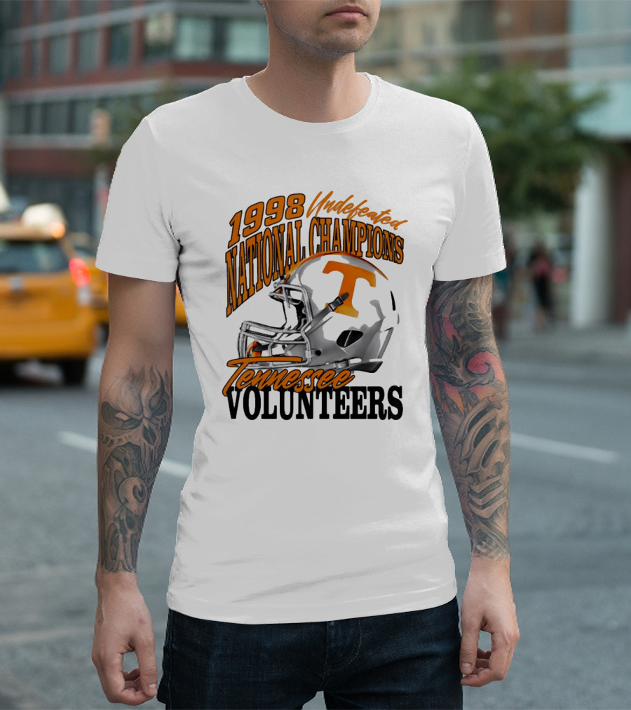 1998 Undefeated National Champions Tennessee Volunteers Helmet T-Shirt