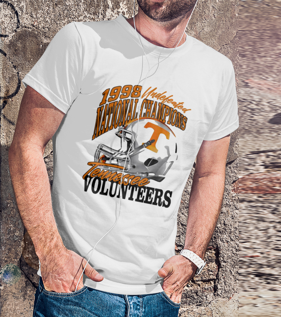1998 Undefeated National Champions Tennessee Volunteers Helmet T-Shirt