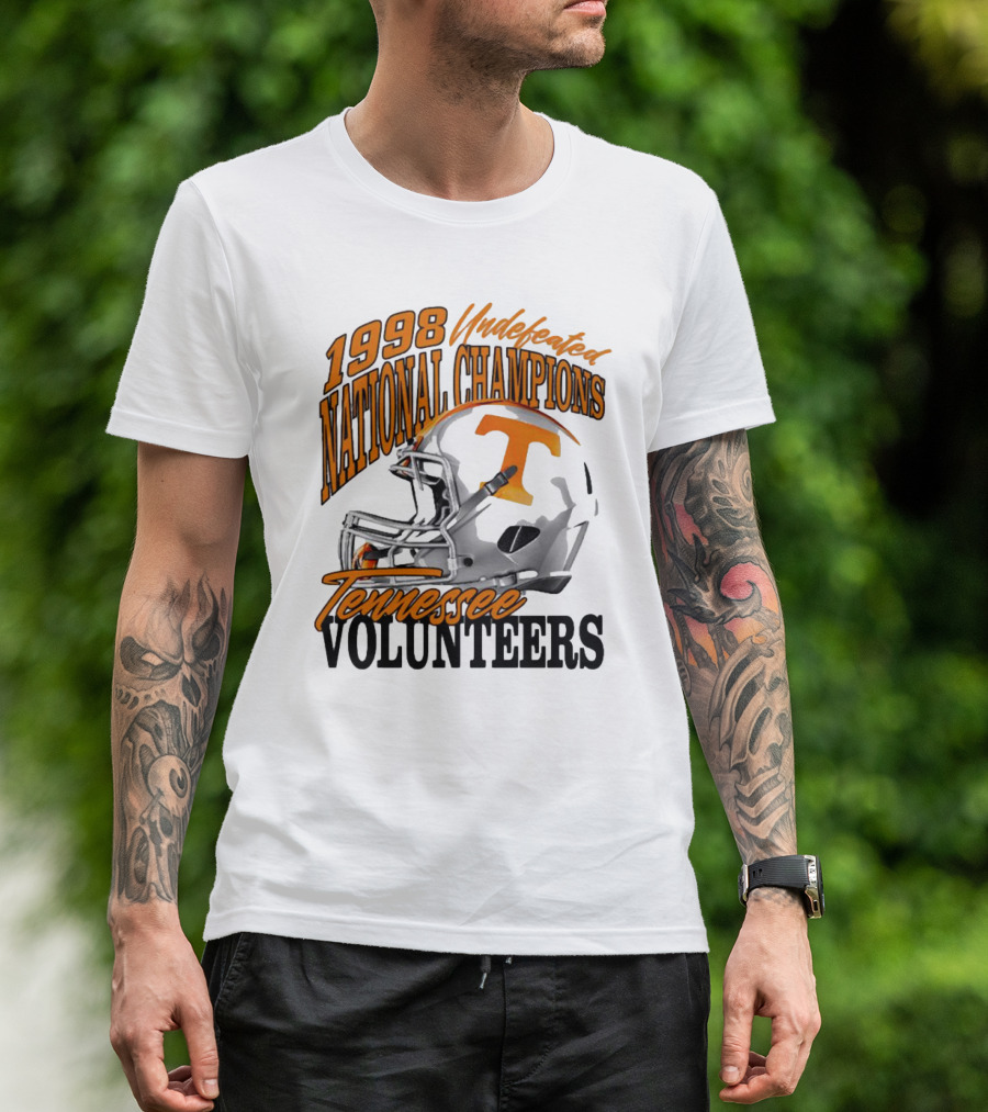 1998 Undefeated National Champions Tennessee Volunteers Helmet T-Shirt