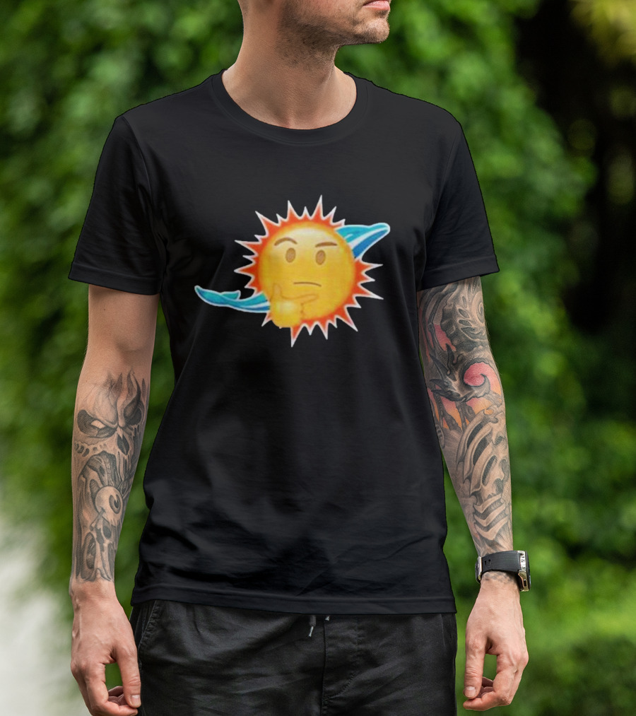 Dolphins Emoji Thinking Miami Sun Dolphins Emoji T-Shirt