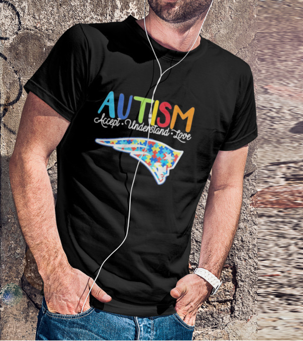 New England Patriots Autism Awareness Accept Understand Love Puzzle T-Shirt