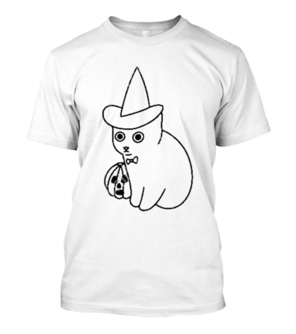 Poorly Drawn Cats Witch Hat Pumpkin Halloween T-Shirt