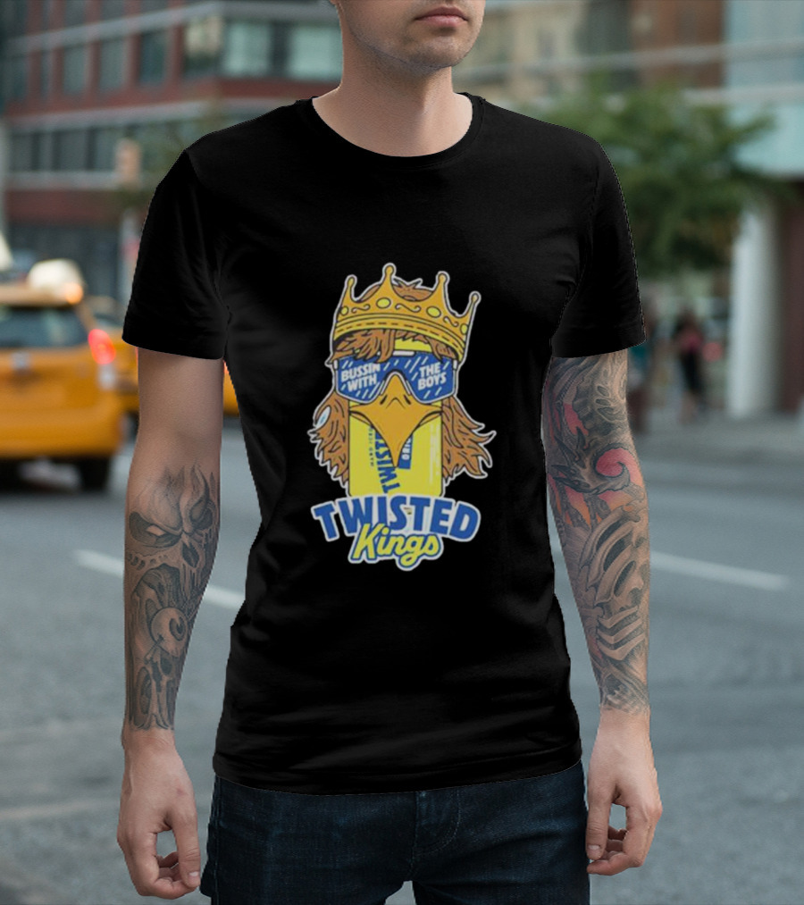 Bussin With The Boys Twisted Kings Crowned Chicken Sunglasses T-Shirt