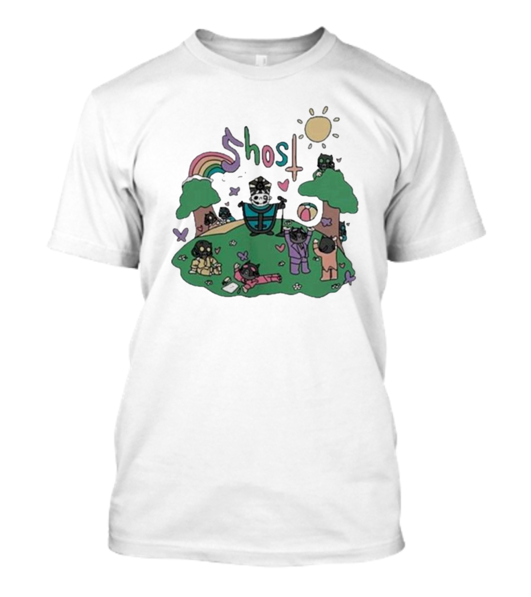 Ghost Cardinal Copia Playground Fun With Cats And Rainbows T-Shirt