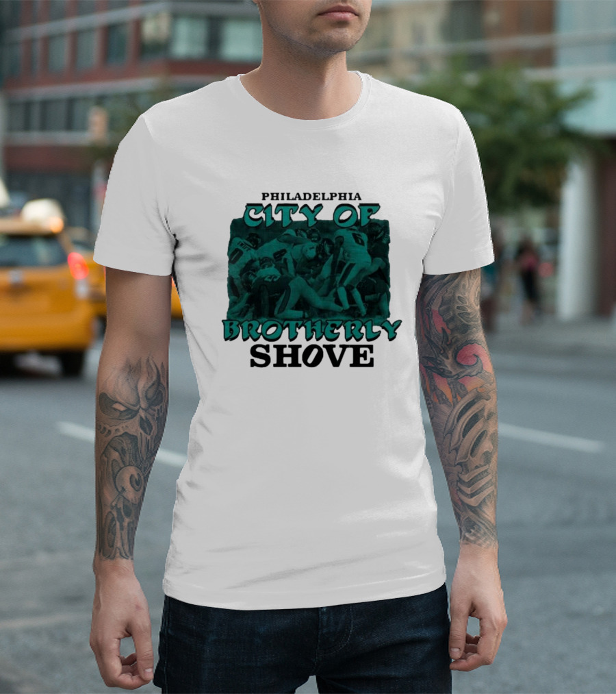 Philadelphia Eagles City of Brotherly Shove Football Scene T-Shirt