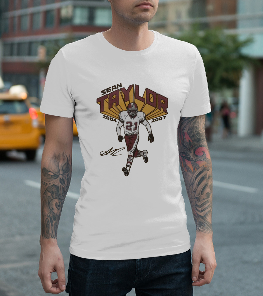 Sean Taylor 2004-2007 Washington 21 Signature T-Shirt