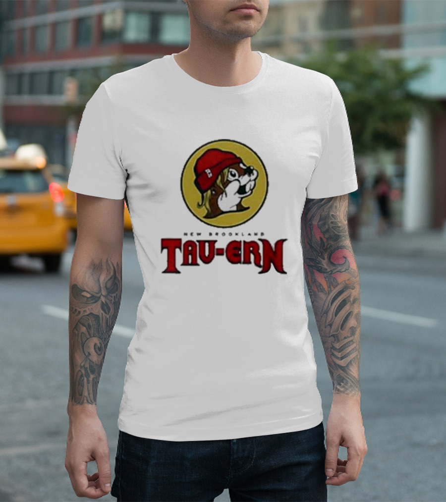 New Brookland Tavern Tau-ern Buc-Ees Logo Red Beanie Dog T-Shirt