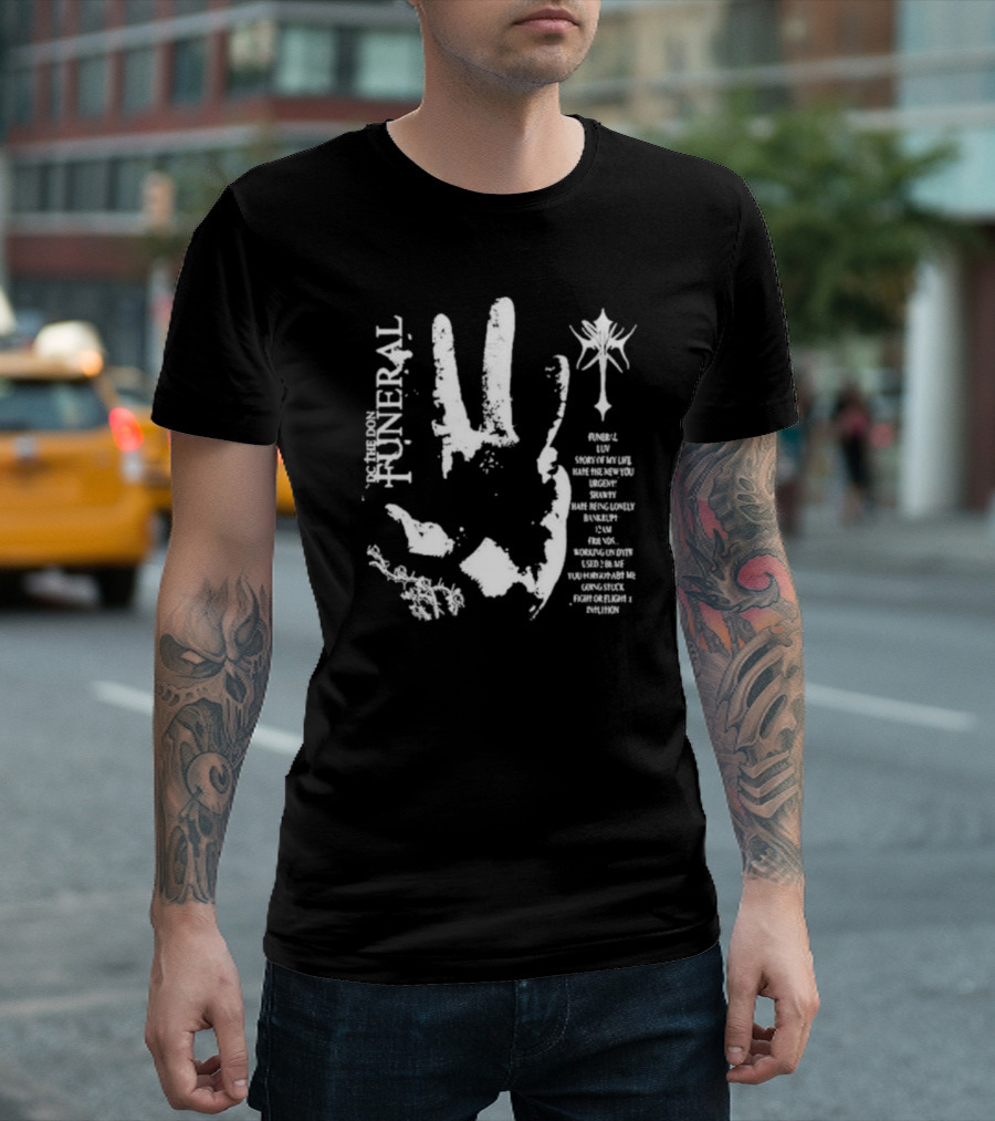 In Memory of the Don Funeral: Handprint Cross and Words of Reflection T-Shirt