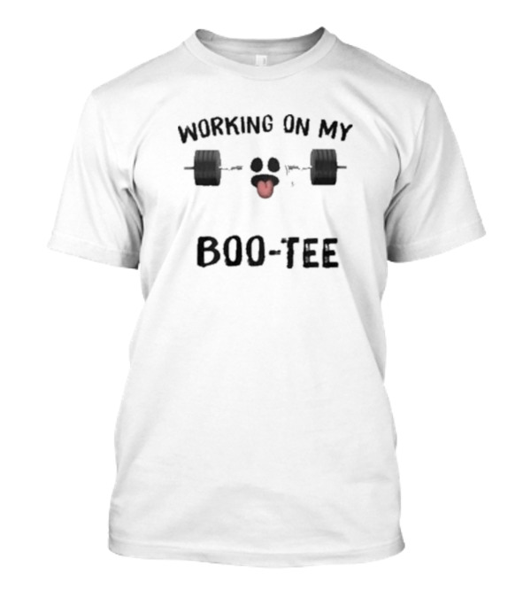 Working On My Boo-Tee Ghost Lifting Weights T-Shirt