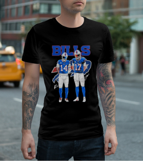 Buffalo Bills Stefon Diggs Josh Allen Bills Mafia Signature Logo 14 17 T-Shirt
