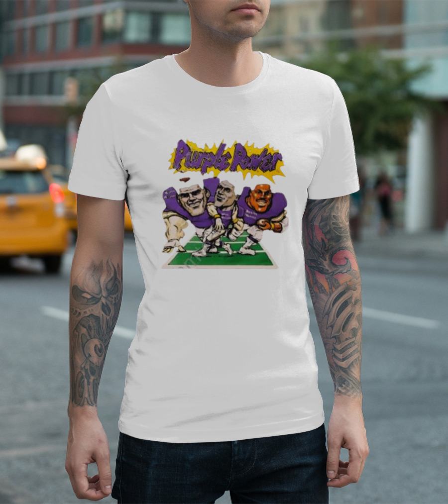 Purple Power Vikings Football Trio On Field T-Shirt